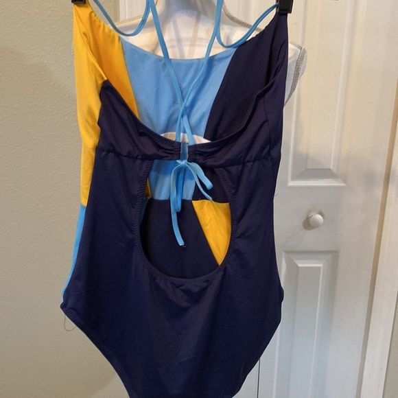Mossimo Blue Yellow Swimsuit XL - Picture 2 of 3